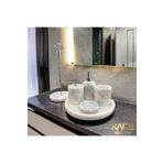 KaideDekor Beyaz 6’lı Mermer Banyo Seti