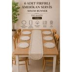 KaiHome Fırfır Detaylı Keten Runner & Supla Seti – 7 Parça Çeyiz Koleksiyonu