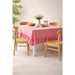 KaiHome Organik Kırmızı Kareli Fırfırlı Masa Örtüsü / Piknik Örtüsü 160x220