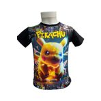 KaiKids Pikachu 3D Dijital Baskılı Çocuk T-Shirt Siyah