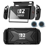 Kailfee Protective Case for Nintendo Switch Lite, Full Protection Switch Lite Cover, TPU Shock-Absorption and Anti-Scratch for Nintendo Switch with Bult-in Screen Protector & Thumb Grip Caps, Black