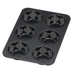 Kaiser İlham Veren Küçük Ekmek Pişirme Kalıbı Delikli 28 X 19 Cm, 6 Küçük Ekmek İçin Pişirme Kalıbı, Yapışmaz Kaplamalı, Ekşi Hamuruna Dayanıklı