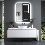 Kaivo Led'li Lazer Kumlamalı Lavabo & Banyo Aynası (Dokunmatik Sensörlü) beyaz ledli 100 x 75