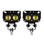 kajilai 2 ADET Motosiklet Far Spot LED Sürüş Sis Lambası 90 W Çift Renkli Yüksek/Düşük Işın Çalışma Lambası Yardımcı Işık Su Geçirmez 9-36 V Motosiklet Kamyon için SUV UTV ATV Deniz Tekne