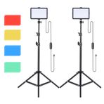 kajilai 2'li Paket USB LED Video Işık Kiti, 3200K-5500K Dolgu Işıklı Kısılabilir 172cm/67.7in Işık Standları Esnek Top Başlıkları Video Konferans Aydınlatması için Renk Filtreleri Canlı Akış Video