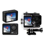 kajilai 4K 60FPS Aksiyon Kamerası 24MP WiFi Spor Kamerası 170°Geniş Açılı Lens Çift Ekran Sarsıntı Önleyici 30M/98ft Su Geçirmez Muhafaza ile Su Geçirmez Dalış Sörf Kayak Bisiklete binme için Montaj