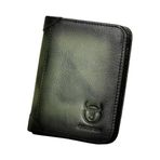 kajilai Erkekler Büyük Kapasiteli Hakiki Deri Bifold Cüzdan RFID Engelleme Vintage Kredi Kartı Tutucu