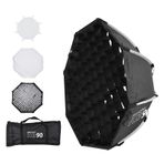 kajilai K3 90 cm/35.4 inç Sekizgen Fotoğrafçılık Softbox Hızlı Kurulum Çıkarılabilir Bowens Montajlı Difüzör Petek Izgara Taşıma Çantası Stüdyo Speedlight Video Işığı Portre Ürün Fotoğrafçılığı için