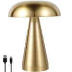 kajilai Mantar Masa Lambası, Taşınabilir Akülü LED Masa Işığı USB, Mantar Başucu Lambası 3 Renk Karartma Dekoratif Metal Altın Gümüş Yatak Odası Oturma Odası için Başucu Lambası (Altın)