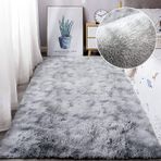 kajilai Oturma Odası için Modern Yatak Odası Halıları Yumuşak Uzun Tüylü Halı Ekstra Yumuşak ve Rahat Kaymaz Kalın Kabarık İç Mekan (Gri Beyaz, 100 * 150cm)