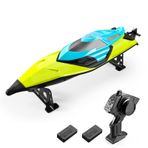 kajilai RC Tekne Uzaktan Kumandalı Tekneler 70km/h Yüksek Hızlı Hz RC Tekne Çocuklar için Hediye Yetişkin Erkek Boys Orantılı Gaz Kelebeği Capsize Sıfırlama Düşük Pil Alarmı 2 Pil