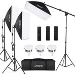 kajilai Stüdyo Fotoğrafçılığı Işık Kiti 85W 2800K-5700K Çift Renkli Sıcaklık LED Işık ile Softbox Aydınlatma Seti * 3 + 50x70cm Softbox * 3 + 2M Işık Standı * 3 + Uzaktan Kumanda * 3 + Bom Kolu * 1 +