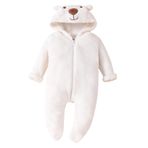 kajilai Unisex Bebek Giysileri Sevimli Bebek Snowsuit Kapşonlu Bodysuit Uzun Kollu Onesies Kıyafet Fermuar Sonbahar Kış Mercan Polar Tulum Bebek Bebek Erkek Kız Giyim