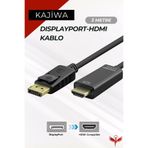 KAJİWA 3 Metre Displayport-hdmı Kablo (DP TO HDMI) 60hz,1440p,2k Monitör-pc Görüntü Kablosu Premium 3mt