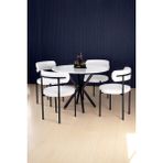 Kaktüs Avm 4 Sandalye 1 Adet 90 cm Çap Masa Teddy Pufuduk Kumaş Salon Mutfak Balkon - Beyaz