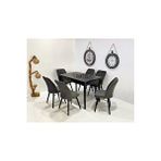 Kaktüs Avm 6 Kişilik Açılır Masa Sandalye Mutfak Salon Yemek Masası Takımı Antrasit