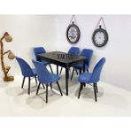 Kaktüs Avm 6 Kişilik Açılır Masa Sandalye Takımı - Lacivert - 80 x 130 cm