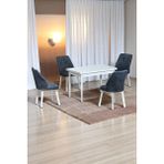 Kaktüs Avm Arven Beyaz Mdf 70X110 Sabit Mutfak Masası Takımı Beyaz Metal Ayak 4 Füme Kot Desen Sandalye - 70 x 110 cm