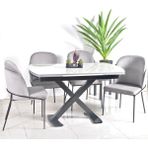 Kaktüs Avm Mutfak Masası Takımı 6 Kişilik Açılır Masa Yemek Masası Mutfak Sandalyesi Masa Sandalye Takımı - Açık Gri - 80 x 132 cm