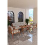 Kaktüs Avm Preda Serisi Masif Fırınlanmış Gürgen Ahşap Bahçe Balkon Takımı 3+1+1+Masa