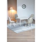 Kaktüs Avm Still Beyaz Sunta 70X110 Sabit Mutfak Masası Takımı Beyaz Metal Ayak 4 Krem Sandalye - 70 x 110 cm