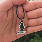 Kaktüs Bitki Kolye Suni Deri İpli Renkli Unisex Metal Kolye PYTKK0LYE160