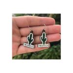 Kaktüs Bitki Küpe Renkli Unisex Metal Küpe Pytkkp0092