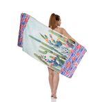Kaktüs Desenli Plaj Havlusu, Spor Havlusu, Mikrofiber Hızlı Kuruyan Plaj Havlusu 70x140cm