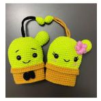 Kaktüs Sevgililer Anahtarlık Amigurumi Organik Oyuncak