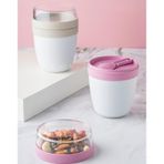 KaktüsKedi 2'li Set Taşınabilir Kaşıklı Yoğurt Kabı - 700 ML Pratik Yemek Saklama ve Müsli Kabı Lila-Kahverengi, 7480000717645