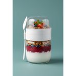 KaktüsKedi Kaşık Çatallı Cam Meyveli Yoğurt Müsli Kabı - Yemek Taşıma Ve Saklama Kabı - Öğün Bardağı 625 ML Beyaz, 7480000717855