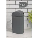 KaktüsKedi Slim 4 Lt Çöp Kutusu,mutfak,banyo,tuvalet,masaüstü,ofis Çöp Kovası Gri
