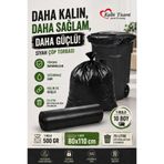 Kalbi Ticaret Kalın Çöp Torbası 10'lu Boy 500 gr X 1 Rulo Siyah Çöp Poşeti 80x110 Cm Jumbo Endüstriyel Çöp Torbası