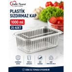 Kalbi Ticaret Plastik Saklama Kabı 1000 gr 25 Adet Kapaklı Plastik Sızdırmaz Kap Şeffaf Kullan At Kase