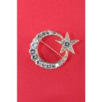 Kalbinizin üzerinde Ay yıldız broş gold taşlı ay yıldızlı erkek kadın yaka iğnesi