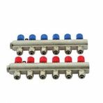 Kalde 1" Kendinden Vanalı Kollektör 8 Ağızlı Set (Kırmızı - Mavi)