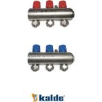 Kalde Kendinden Vanalı Kollektör 3 Ağızlı Set (Kırmızı - Mavi)