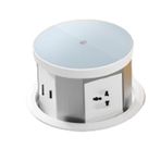Kaldırma Masası Gücü Otomatik Açılır Asansör Soketi Kule Soketi 4 Fiş Adaptörü USB Tip-c Kablosuz Şarj, Gizli,White-3plugs+BPort+Type-c