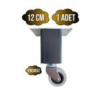 Kale Ahşap Tekerli Ayak Mobilya Masa Ve Dolap Tekerli Ayağı(Frensiz)(12Cm-15Cm)(Kayın/Gürgen Ağacı) Antrasit 12Cm Frensiz 12Cm - 1 Adet