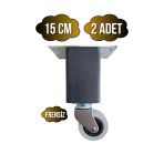 Kale Ahşap Tekerli Ayak Mobilya Masa Ve Dolap Tekerli Ayağı(Frensiz)(12Cm-15Cm)(Kayın/Gürgen Ağacı) Antrasit 15Cm Frensiz 15Cm - 2 Adet