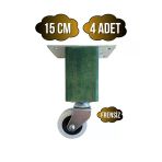 Kale Ahşap Tekerli Ayak Mobilya Masa Ve Dolap Tekerli Ayağı(Frensiz)(12Cm-15Cm)(Kayın/Gürgen Ağacı) Yeşil 15Cm Frensiz 15Cm - 4 Adet