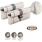 Kale Kilit | 264 Ortak Anahtarlı Tuzaklı Kilit Silindiri, 2'li Set (KTBS + KTBSM) Kilit Göbeği [68 mm, Nikel] - Krom - Ortak Anahtarlı 2'li Set, 68 mm