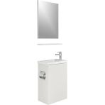 Kale Minimalist Beyaz 50 cm Alt Dolap, Lavabo, Etejer ve Aynalı Banyo Seti