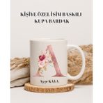 Kale Promosyon Kişiye Özel İsim Baskılı Kupa Bardak Çift Yön Baskılı Kişiye Özel İsim Harf Baskılı - Beyaz - Siyah