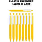 Kale Promosyon Plastik Tükenmez Kalem 50 Adet Basmalı Tükenmez Kalem Okul Iş Ofis Tükenmez Kalem - Sarı
