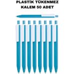 Kale Promosyon Plastik Tükenmez Kalem 50 Adet Basmalı Tükenmez Kalem Okul Iş Ofis Tükenmez Kalem - Turkuaz