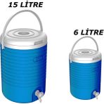 Kale Termos 2'li Musluklu Soğuk Su Termos Piknik Termosu 15+6 Litre