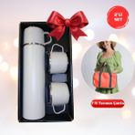 Kale Termos 2li Set-Paslanmaz Çelik 3 Bardaklı Matara SETI-500 Ml-7 Lt Termos Çanta - Kırmızı - 0,50 lt