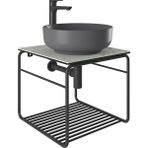Kale Volo 45 CM Yuvarlak Mat Antrasit Lavabolu Metal Banyo Mobilya Seti