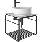 Kale Volo 45 CM Yuvarlak Mat Beyaz Lavabolu Metal Banyo Mobilya Seti